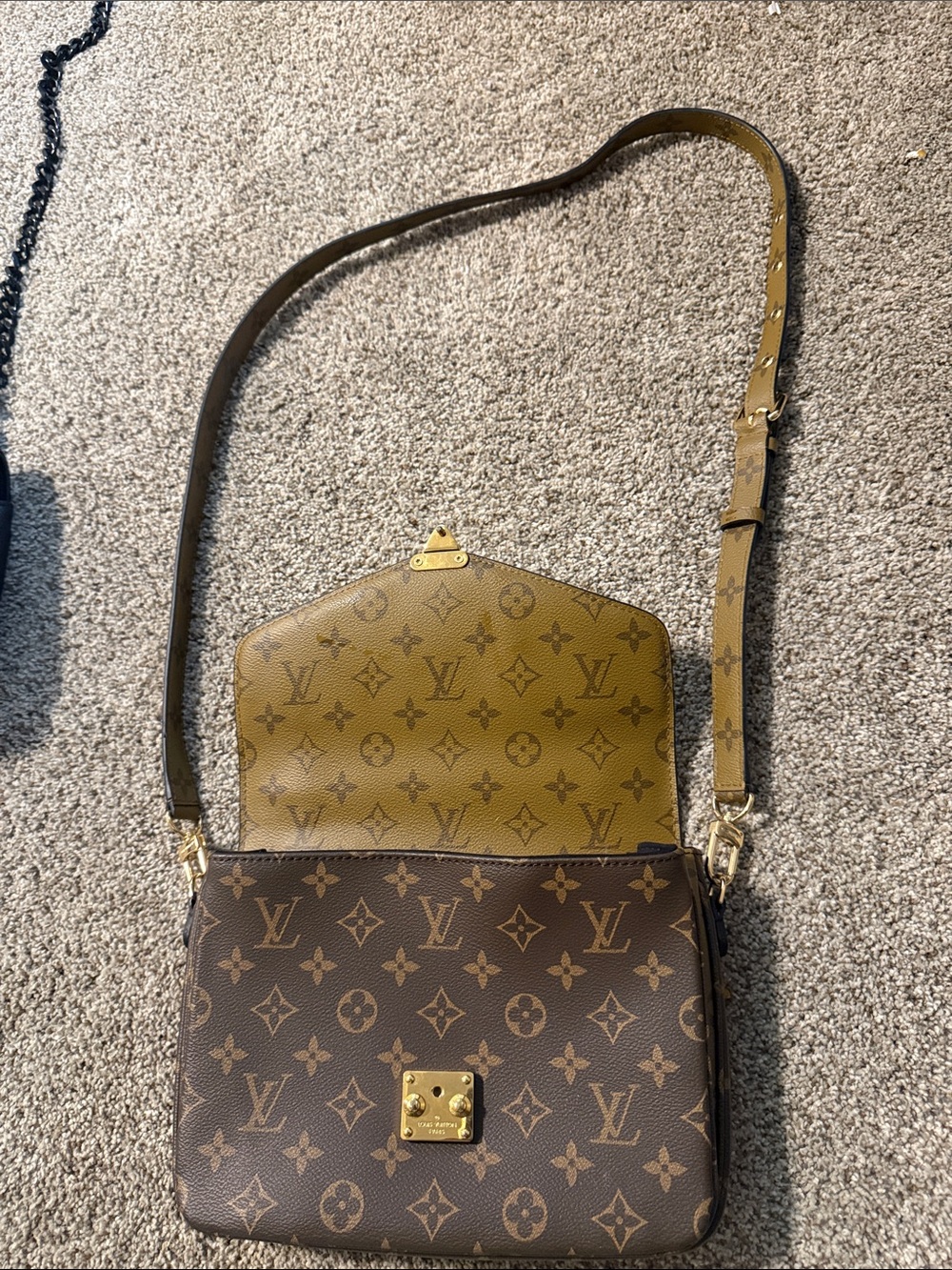 Louis Vuitton Brown Monogram Canvas Crossbody with Gold Hardware